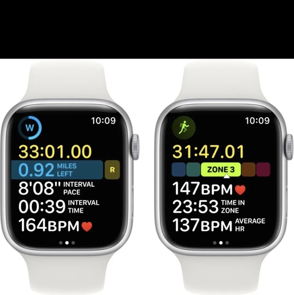 Apple Watch Series 8 (GPS) 45mm Aluminum Case with White Sport Band M/L - Silver - Picture 3 of 4